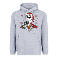 Heather Grey spooky christmas character with lights Heavyweight Hoodie - killa-kam
