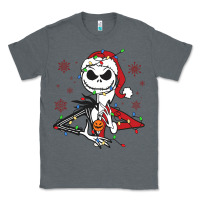 Charcoal Heather spooky christmas character with lights Classic Tee - killa-kam