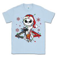 Dusty Blue spooky christmas character with lights Classic Tee - killa-kam