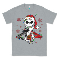 Heather Grey spooky christmas character with lights Classic Tee - killa-kam