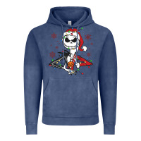 Vintage Denim spooky christmas character with lights Vintage Hoodie - killa-kam