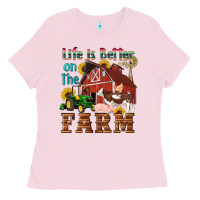 Bubblegum Pink western life is better on the farm Ladies Tee - Artiststas
