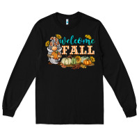 Black welcome fall gnome Long Sleeve Tee - BarkalooDesign