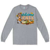 Heather Grey welcome fall gnome Long Sleeve Tee - BarkalooDesign