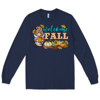 Navy welcome fall gnome Long Sleeve Tee - BarkalooDesign
