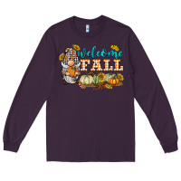 Plum welcome fall gnome Long Sleeve Tee - BarkalooDesign