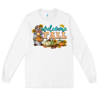 White welcome fall gnome Long Sleeve Tee - BarkalooDesign