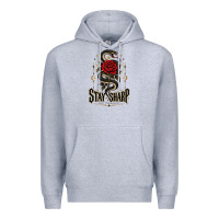 Heather Grey stay sharp   revised Premium Hoodie - adamafterink