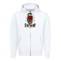 White stay sharp   revised Zipper Hoodie - adamafterink