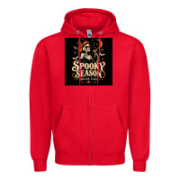 Red Spooky Season Social Club Zipper Hoodie - Merry & Macabre