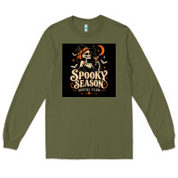 Army Green Spooky Season Social Club Long Sleeve Tee - Merry & Macabre