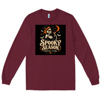 Burgundy Spooky Season Social Club Long Sleeve Tee - Merry & Macabre