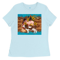 Baby Blue western farm cow pig rooster chick farm chicken barn Ladies Tee - Artiststas