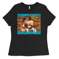 Black western farm cow pig rooster chick farm chicken barn Ladies Tee - Artiststas