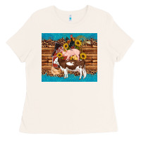 Bone western farm cow pig rooster chick farm chicken barn Ladies Tee - Artiststas