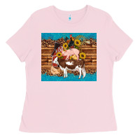 Bubblegum Pink western farm cow pig rooster chick farm chicken barn Ladies Tee - Artiststas
