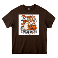 Chocolate Brown Pumpkin Spice & Potergeist Heavy Core Tee - Merry & Macabre