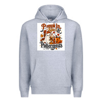 Heather Grey Pumpkin Spice & Potergeist Premium Hoodie - Merry & Macabre