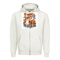 Oatmeal Heather Pumpkin Spice & Potergeist Zipper Hoodie - Merry & Macabre