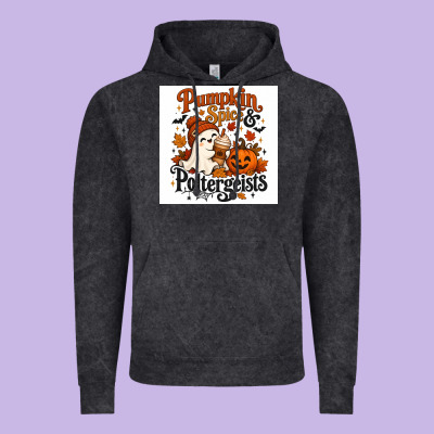 Pumpkin Spice & Potergeist Vintage Hoodie Designed By Merry & Macabre