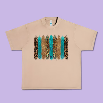 Glitter Turqoise Leopard Tooled Leather Background Urban Heavy Tee Designed By Ranaportraitstore