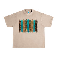 French Oak glitter turqoise leopard tooled leather background Urban Heavy Tee - RanaPortraitStore