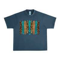 Midnight Navy glitter turqoise leopard tooled leather background Urban Heavy Tee - RanaPortraitStore