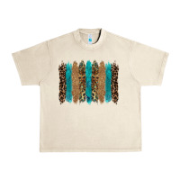 Sandshell glitter turqoise leopard tooled leather background Urban Heavy Tee - RanaPortraitStore