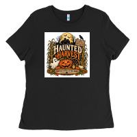 Black Haunted Harvest Ladies Tee - Merry & Macabre