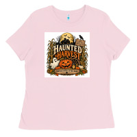 Bubblegum Pink Haunted Harvest Ladies Tee - Merry & Macabre