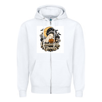 White Goodnight Ghouis Zipper Hoodie - Merry & Macabre