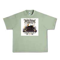 Oil Green Watching Hour Book Club Urban Heavy Tee - Merry & Macabre