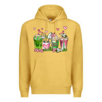 Antique Gold botanic coffee cups Premium Hoodie - AdoDesignShop
