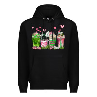 Black botanic coffee cups Premium Hoodie - AdoDesignShop