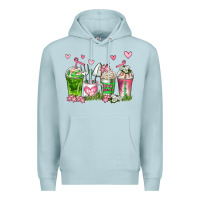 Blue Mist botanic coffee cups Premium Hoodie - AdoDesignShop