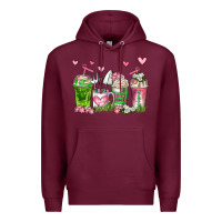Burgundy botanic coffee cups Premium Hoodie - AdoDesignShop
