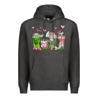 Charcoal Heather botanic coffee cups Premium Hoodie - AdoDesignShop