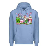 Colony Blue botanic coffee cups Premium Hoodie - AdoDesignShop