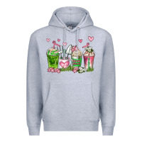 Heather Grey botanic coffee cups Premium Hoodie - AdoDesignShop