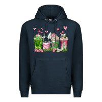 Navy botanic coffee cups Premium Hoodie - AdoDesignShop