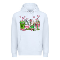 White botanic coffee cups Premium Hoodie - AdoDesignShop