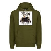 Army Green Watching Hour Book Club Premium Hoodie - Merry & Macabre
