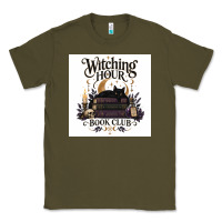 Army Green Watching Hour Book Club Classic Tee - Merry & Macabre
