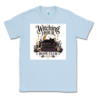Dusty Blue Watching Hour Book Club Classic Tee - Merry & Macabre