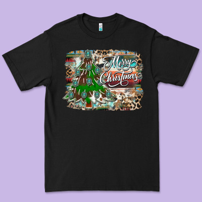 Merry Christmas Tree Western Premium Tee Designed By Cowhidedigitalart