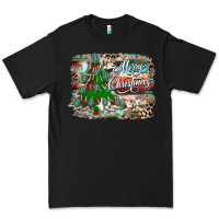 Black merry Christmas tree western Premium Tee - CowhideDigitalArt