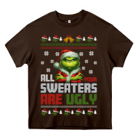 Chocolate Brown ugly Christmas Heavy Core Tee - killa-kam