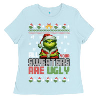 Baby Blue ugly Christmas Ladies Tee - killa-kam