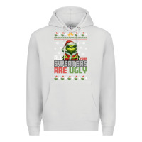 Dove Grey ugly Christmas Premium Hoodie - killa-kam