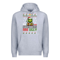 Heather Grey ugly Christmas Premium Hoodie - killa-kam